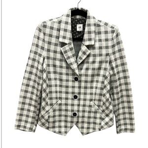 Cabi Valentina Style 5292 Plaid Check Gray White Ponte Knit Womens Blazer Sz 10